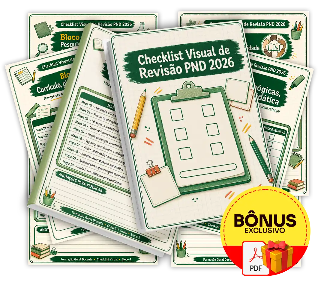 Mockup do bônus 1 — Checklist Visual de Revisão PND 2026